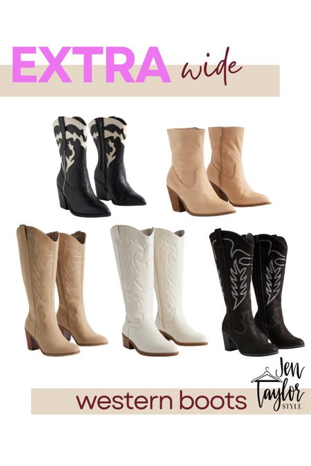 Extra wide cowboy boots! If you’re looking for cute cowgirl boots, tall western boots, or short cowboy boots in extra wide then these are for you! Perfect for country concert outfits or Nashville outfits! 

#LTKplussize #LTKstyletip #LTKshoecrush