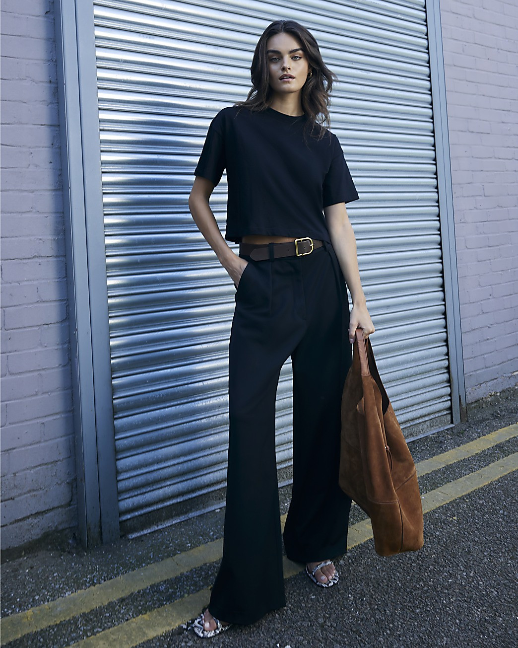 Black boxy t-shirt | River Island (UK & IE)