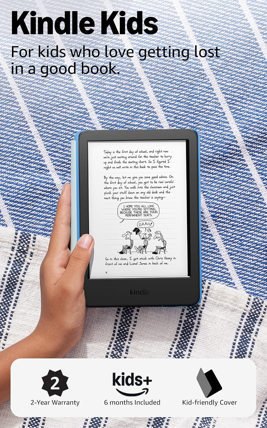 Amazon Kindle Kids 16GB (newest model) - If it breaks, we will replace it, includes ad-free books and cover, with glare-free display, faster page turns - Space Whale | Amazon (US)