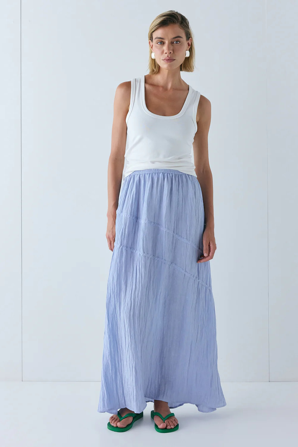 Elise Midi Skirt Crinkle Blue | VRG Grl