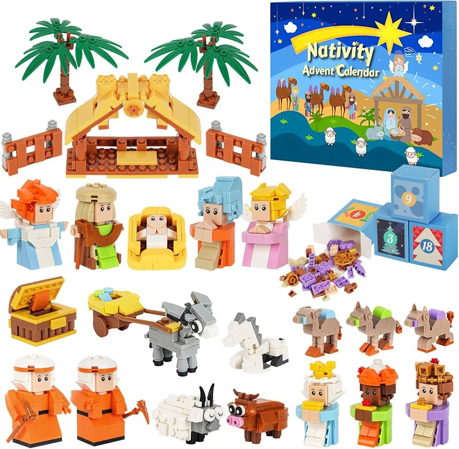 Nativity Advent Calendar 2025 for Kids - 24 Days Christian Christmas Countdown Building Block Set... | Amazon (US)