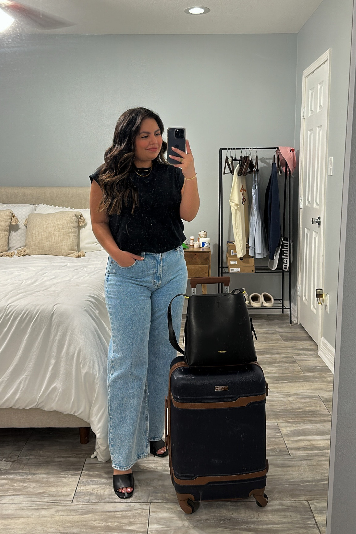 Business casual 
Work outfit 
Fall outfit 
Abercrombie pants 
Abercrombie jeans 
Black top 
Travel outfit 

#LTKworkwear #LTKitbag #LTKsalealert