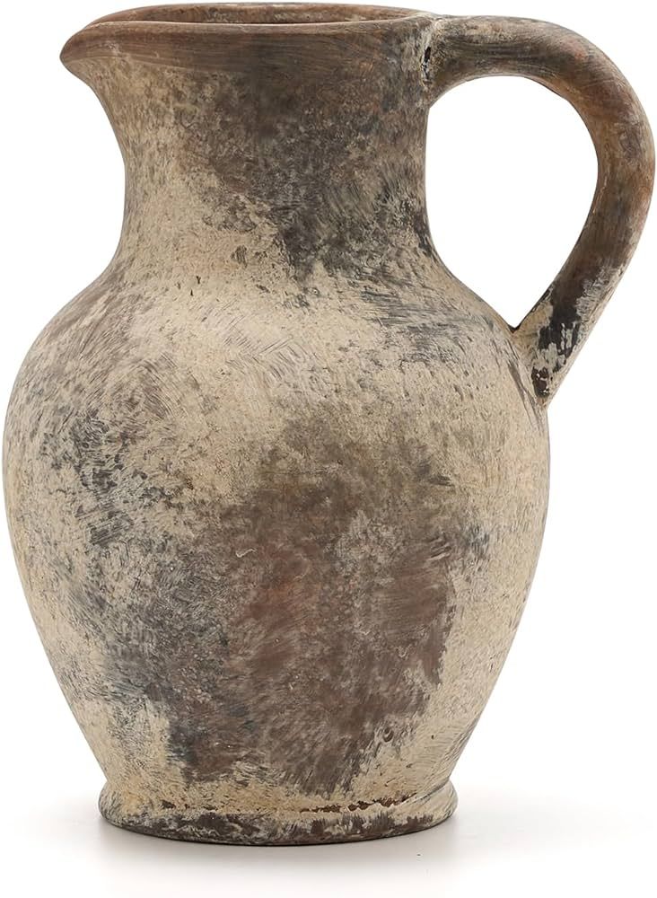 SIDUCAL Ceramic Rustic Farmhouse Vase with Handle, Terracotta Vase, Minimalist Decorative Vases f... | Amazon (US)