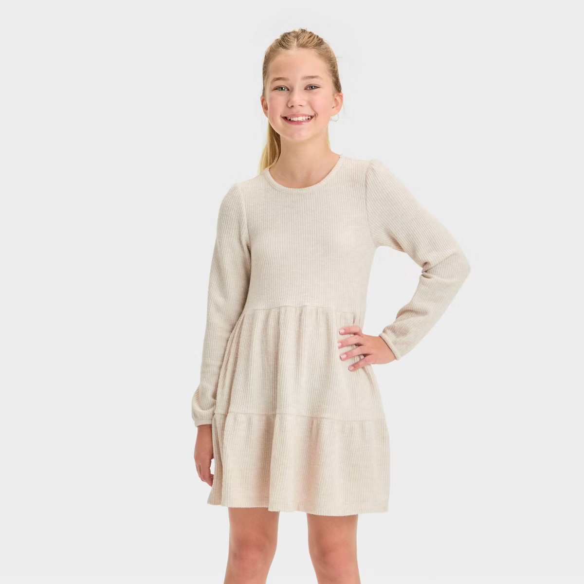 Girls' Long Sleeve Cozy Waffle Dress - Cat & Jack™ | Target