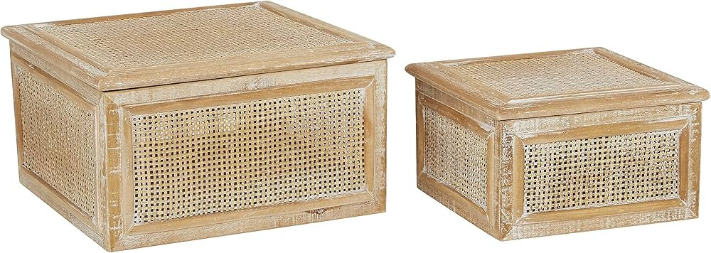Deco 79 Wood Decorative Box Decorative Keepsake Boxes with Lid, Set of 2 Storage Boxes 10", 7"W, ... | Amazon (US)