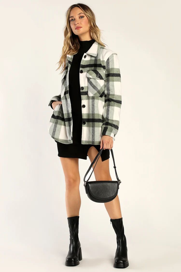 Mountain Top Green and Black Plaid Shacket | Lulus (US)