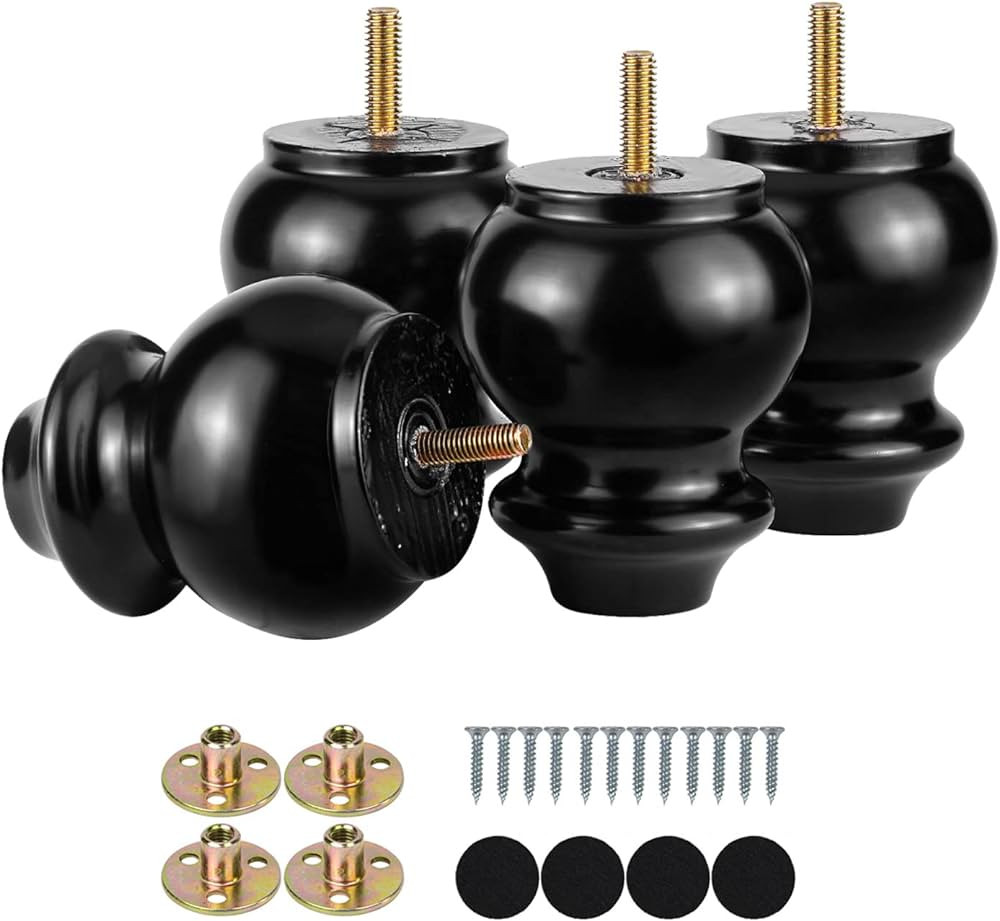 Michanco 4 Inch Wood Furniture Legs Bun Feet Replacement Chunky Wooden Furniture Feet for Sofa Co... | Amazon (US)