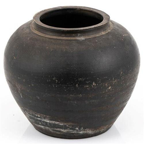 Alexandra Modern Classic Grey Pottery Vintage Water Jar - Small | Kathy Kuo Home