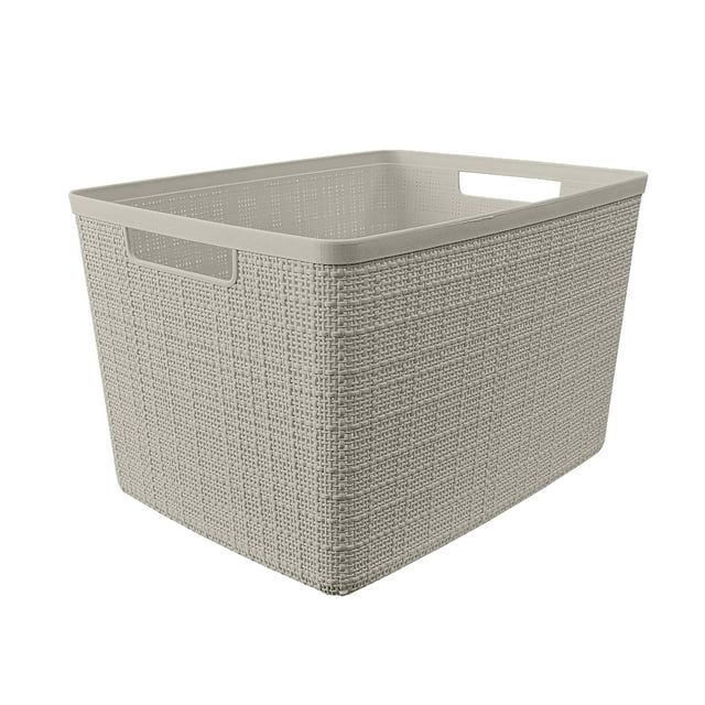 Curver Jute Large Beige Plastic Storage Basket | Walmart (US)