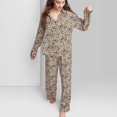Women&#39;s Ascot + Hart Graphic Pajama Pants - Tan Leopard Print S | Target