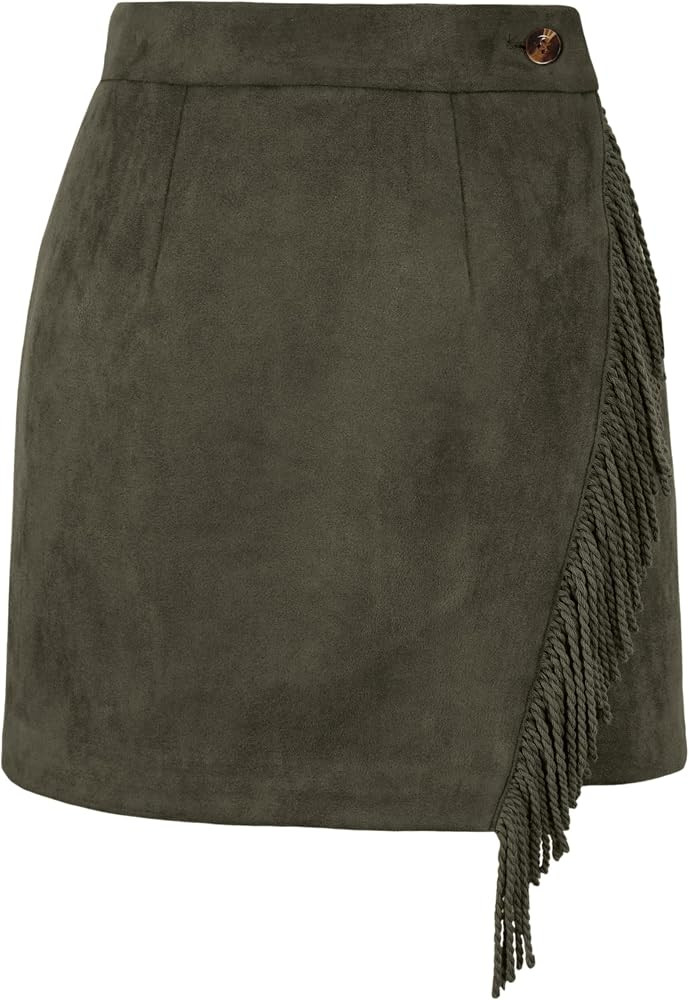 Tanming Womens Faux Suede Skirts High Waist Bodycon Pencil Mini Skirts | Amazon (US)