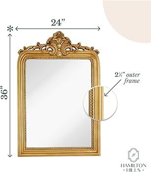 Hamilton Hills 24x36 inch Vintage Gold Mirror | French Baroque & Antique Arched Mirror for Wall D... | Amazon (US)