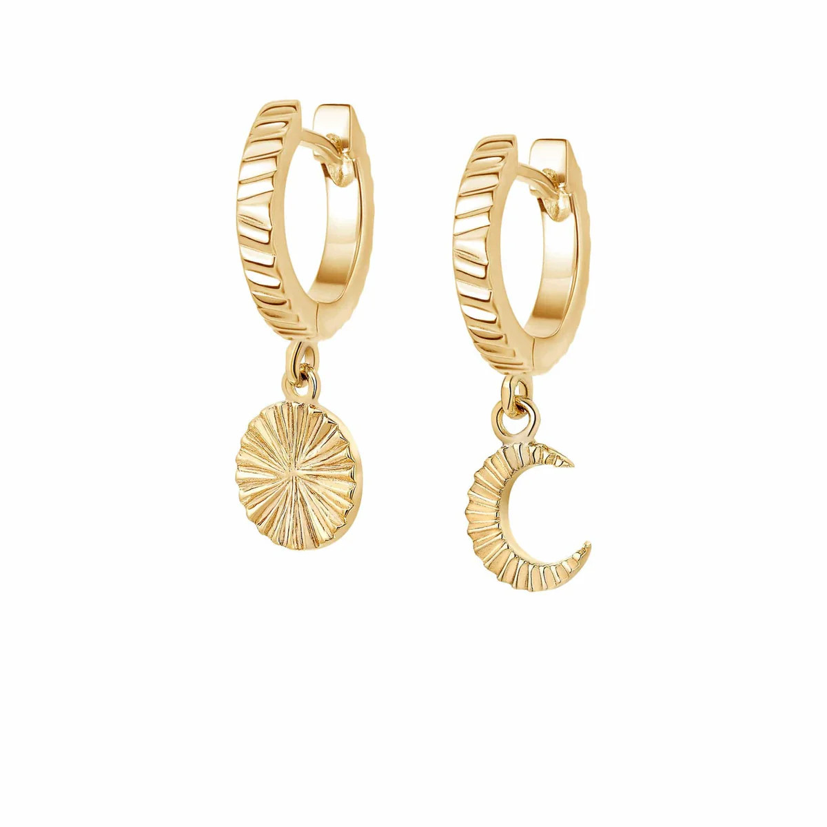 Estée Lalonde Luna Huggie Charm Earrings 18ct Gold Plate | Daisy London Jewellery
