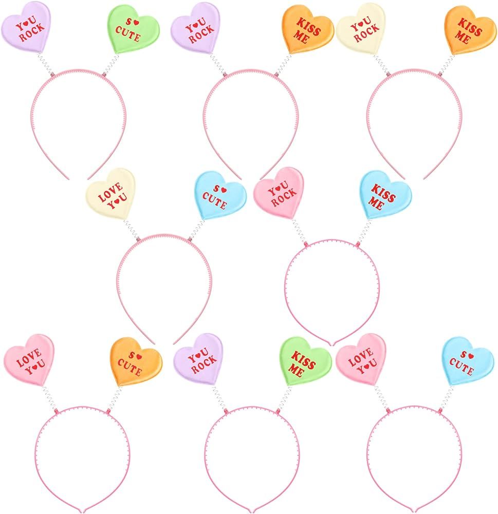 8 Pieces Heart Headband Valentine's Day Candy Headband Valentines Heart Hair Accessories Conversa... | Amazon (US)