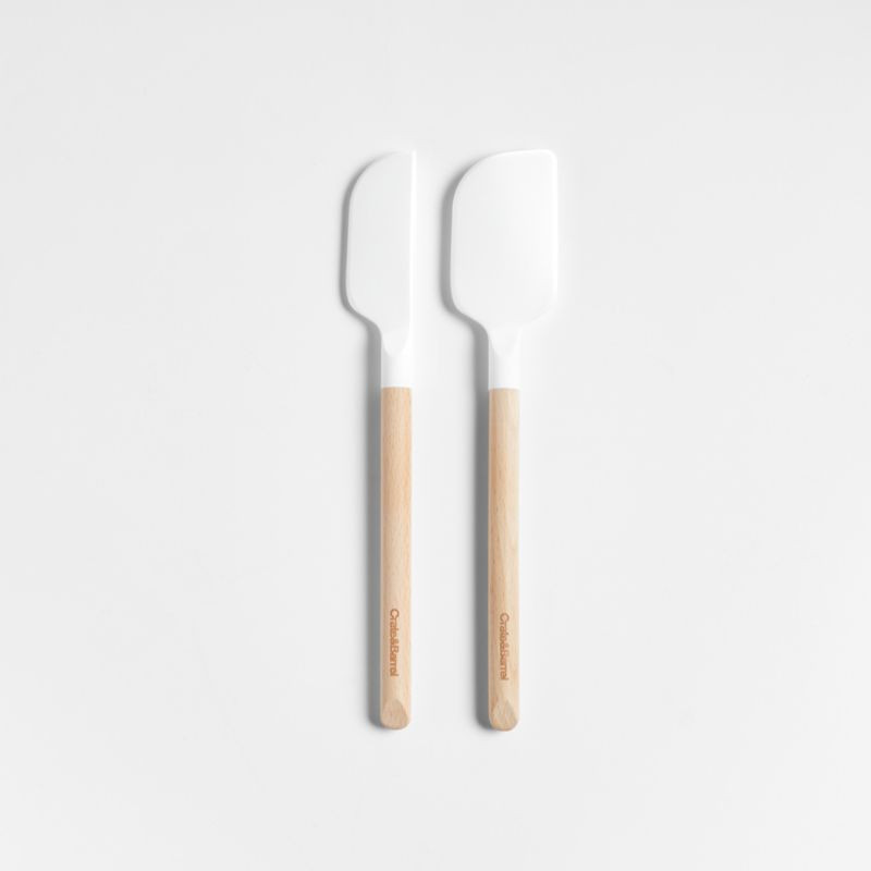 Crate & Barrel Wood and White Silicone Mini Spatulas, Set of 2 + Reviews | Crate & Barrel | Crate & Barrel