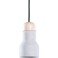 Modern Pendant Lamp Single Ceiling Light Concrete Round Shade Light Wood Apure | ManoMano UK