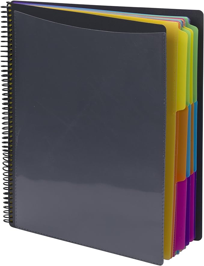 Smead 24 Pocket Poly Project Organizer, Letter Size, 1/3-Cut tab, Gray with Bright Colors (89206) | Amazon (US)