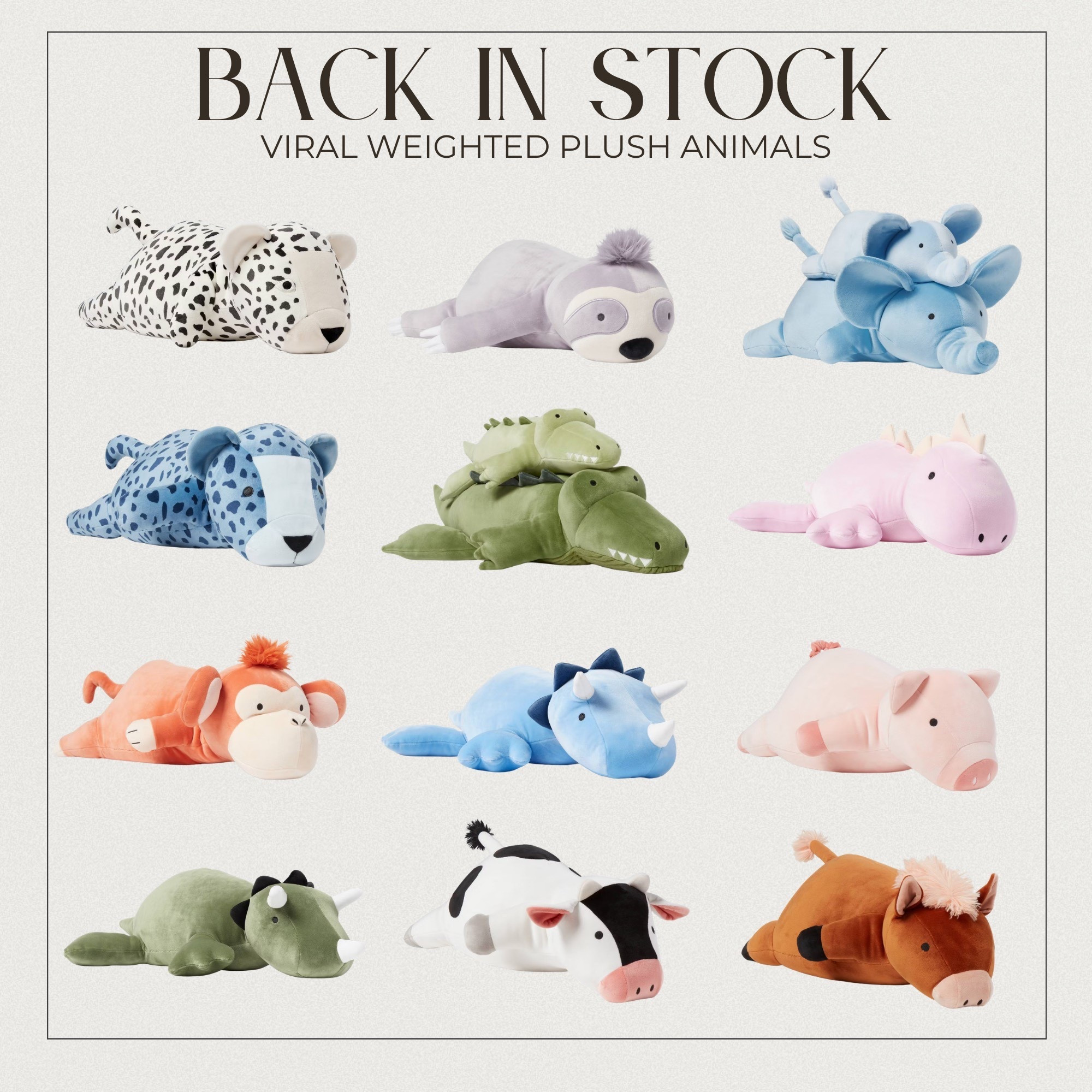 Viral weighted stuffed animals are back in stock at Target! 

#LTKKids #LTKHome #LTKSaleAlert