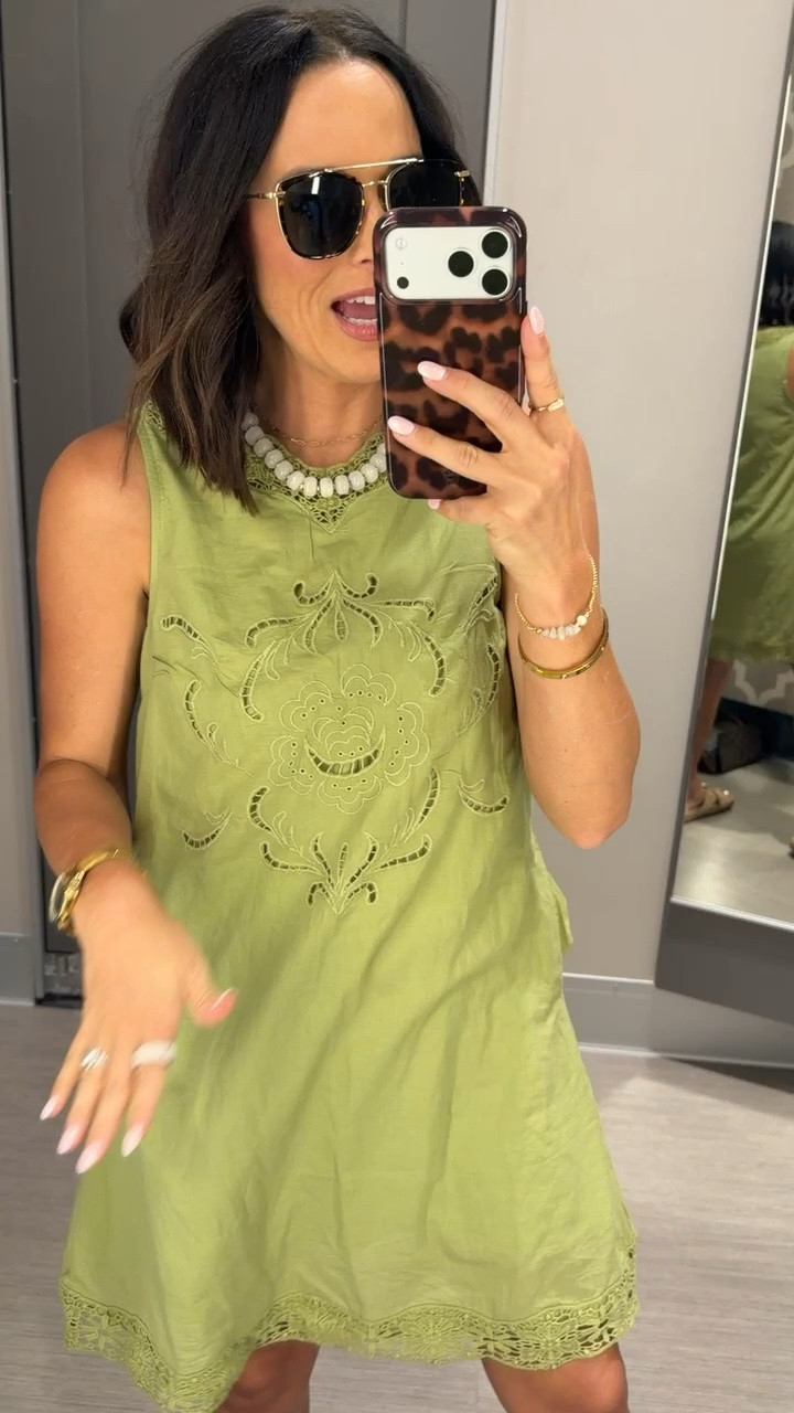 this little target dress is such an easy throw on and go piece 💚 lightweight, comfy, and the embroidery details are SO pretty. wearing the xs! #targetstyle #targetfinds #summerdress #casualstyle #everydayoutfit #targetfashion #easyoutfit #ltkstyle