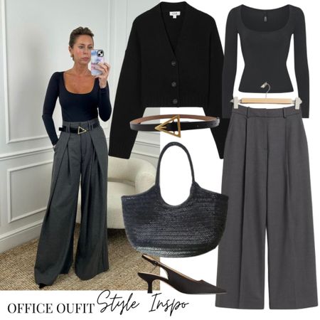 Office inspo from my Sheerluxe style crush 

Skims bodysuit, grey wide leg trousers, woven leather bag 

#LTKworkwear