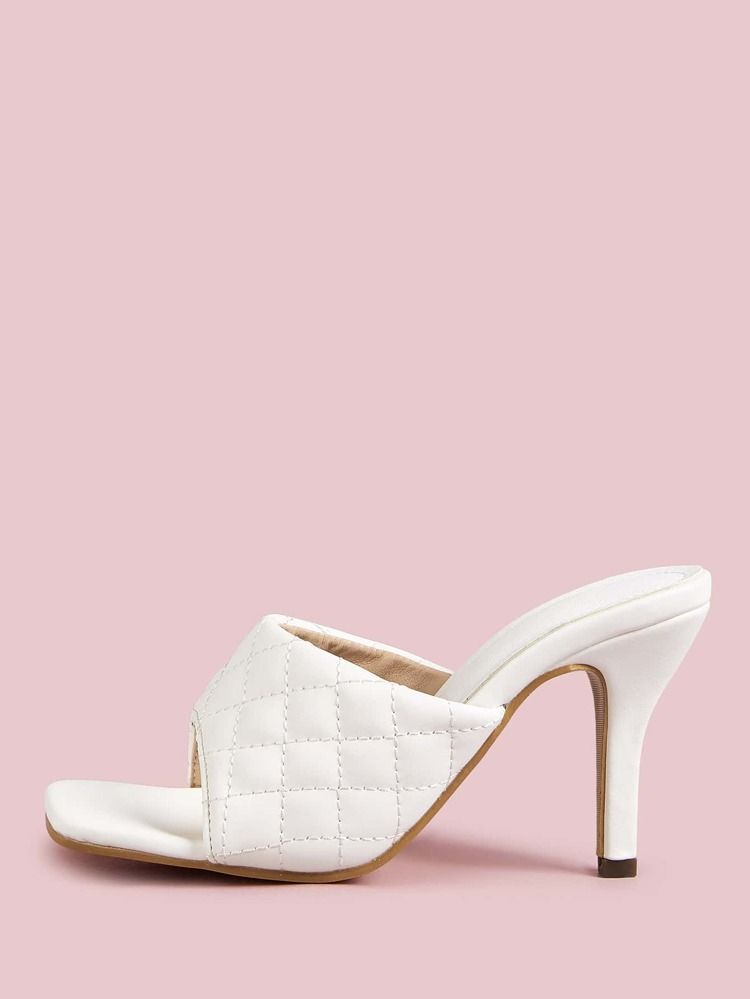 Quilted Open Toe Stiletto Heeled Mules | SHEIN