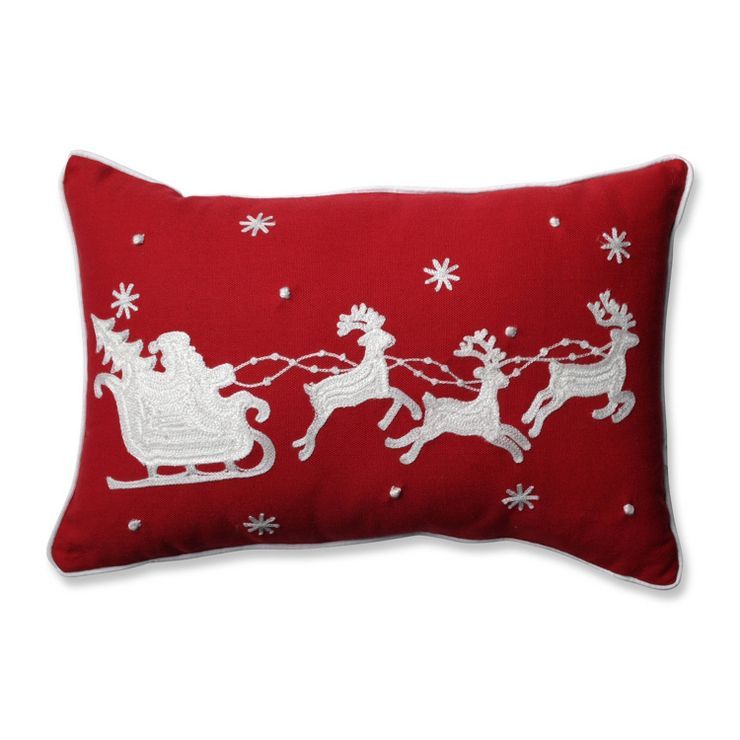 11.5"x18.5" Santa Sleigh & Reindeers Lumbar Throw Pillow - Pillow Perfect | Target