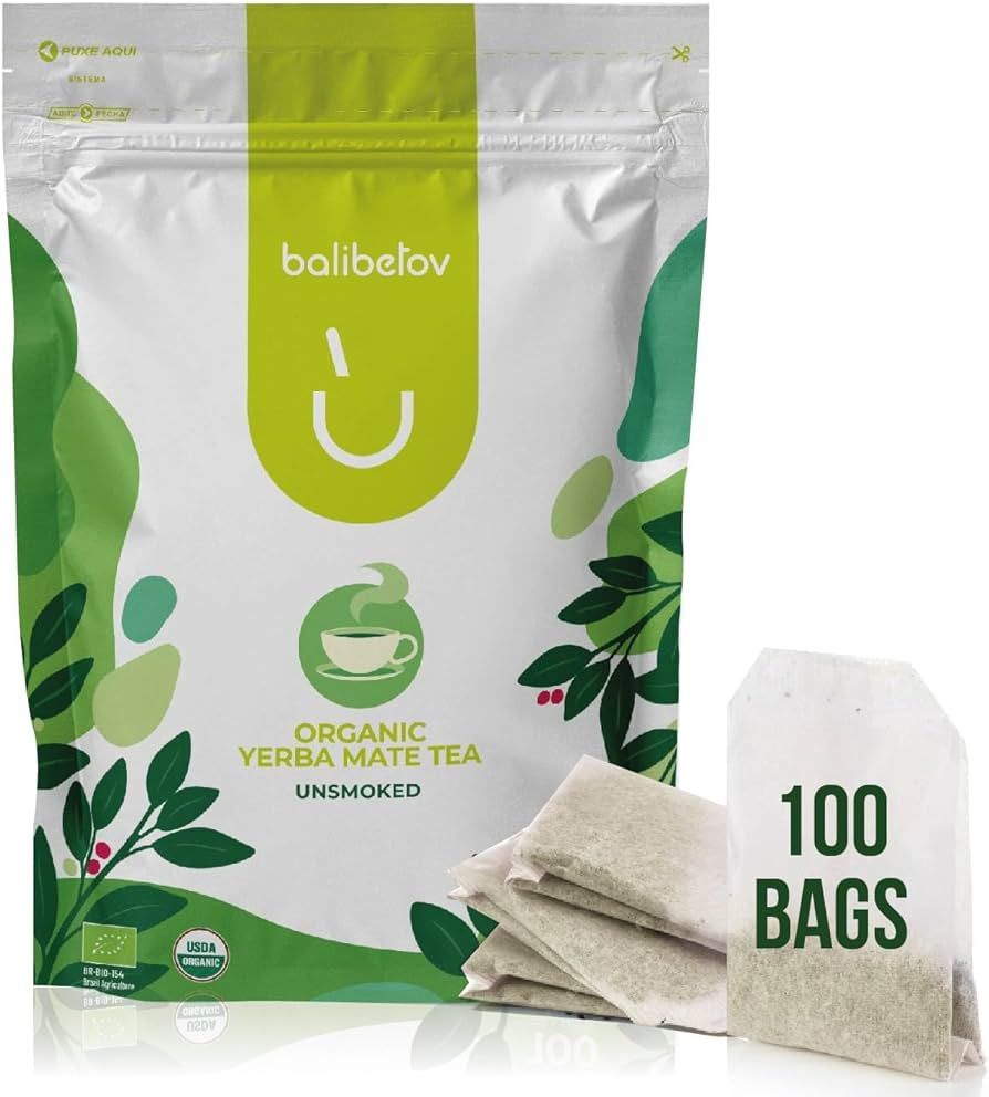 100 Unsmoked Organic Yerba Mate Tea Bags, Organic Yerba Mate Tea, Alternative to Tea, Coffee and ... | Amazon (US)