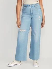 Extra High-Waisted Ripped Cut-Off Wide-Leg Jeans for Women | Old Navy (US)