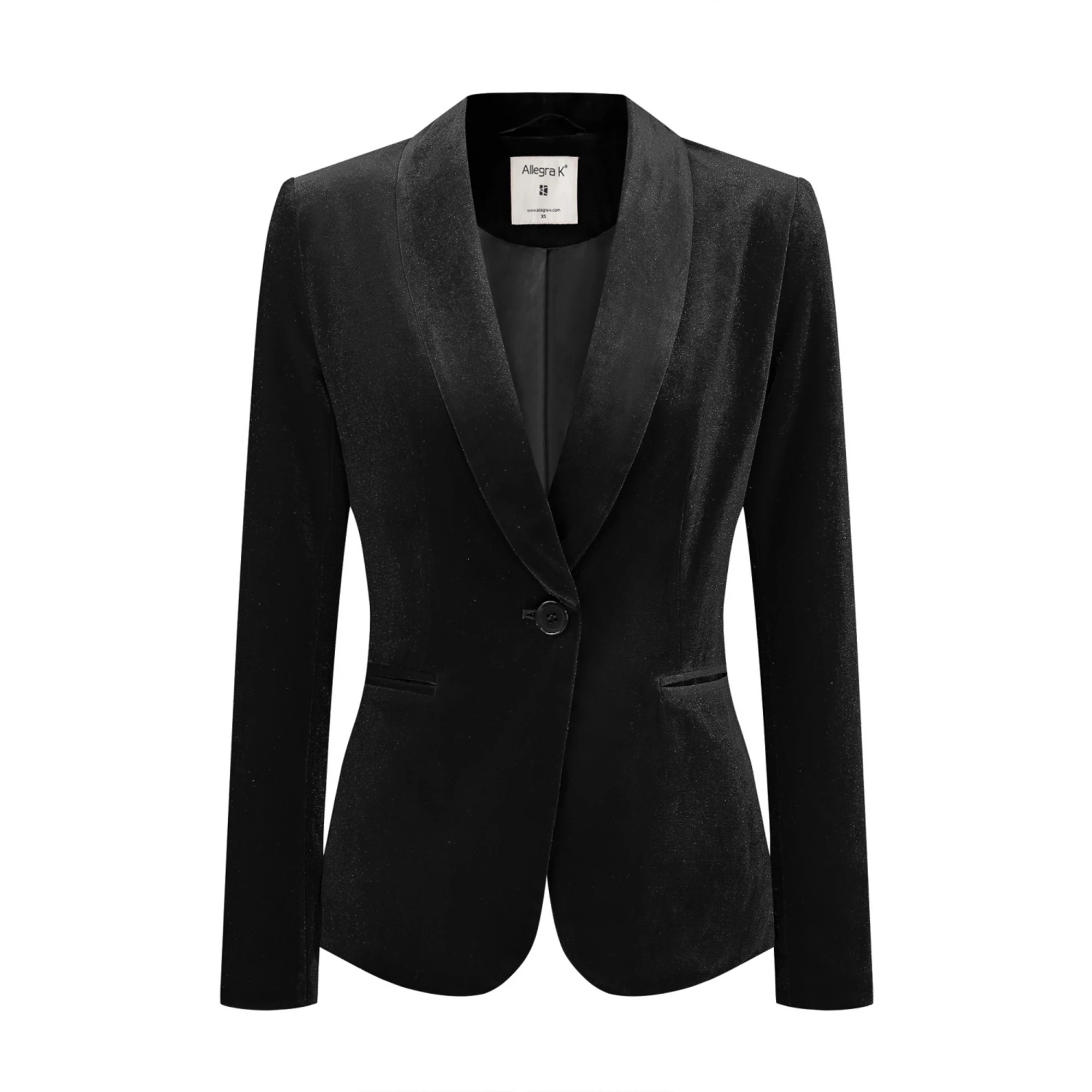 Women's Work Shawl Collar Long Sleeve One Button Velvet Blazer | Kohl's