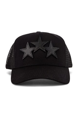 Amiri 3 Star Trucker Hat in Black | FWRD 
