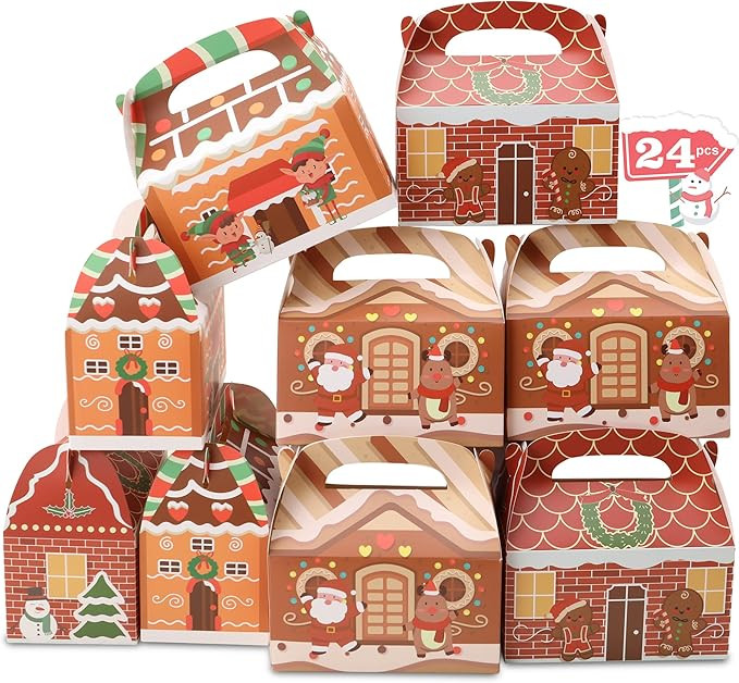 SAITI 24 Pieces Christmas Cookie Boxes Christmas Gift Boxes, 3D Christmas Treat Gift Wrap Boxes f... | Amazon (US)