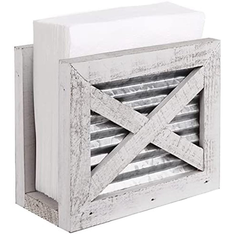 Farmhouse Napkin Holder - Wooden Napkin Holder - Classic Barn Door Motif with Galvanized Metal - ... | Walmart (US)