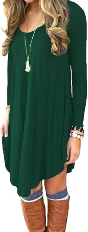 DEARCASE Women's Long Sleeve Casual Loose T-Shirt Dress | Amazon (US)
