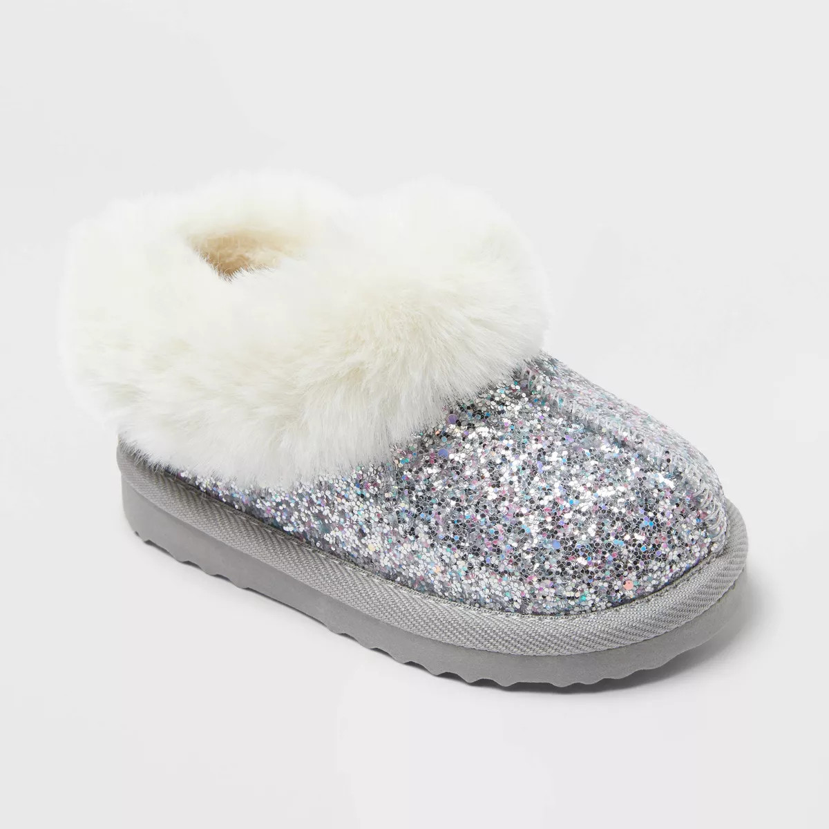 Shop all Cat & JackToddler Piper Faux Fur Cuff Scuff Slippers - Cat & Jack™ Silver 124.7 out of... | Target