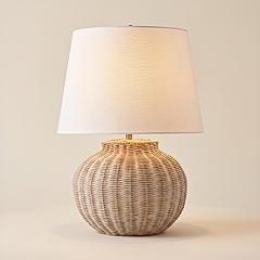 Possini Euro Kai 19" High Natural Rattan Pot Design Accent Table Lamp | Lamps Plus