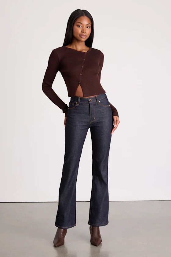 Midtown Boot Dark Wash High-Rise Jeans | Lulus