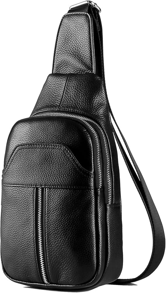 DK86 Genuine Leather Sling Bag fo Men and Women Crossbody Purse Travel Daypack Black, Black Style... | Amazon (CA)
