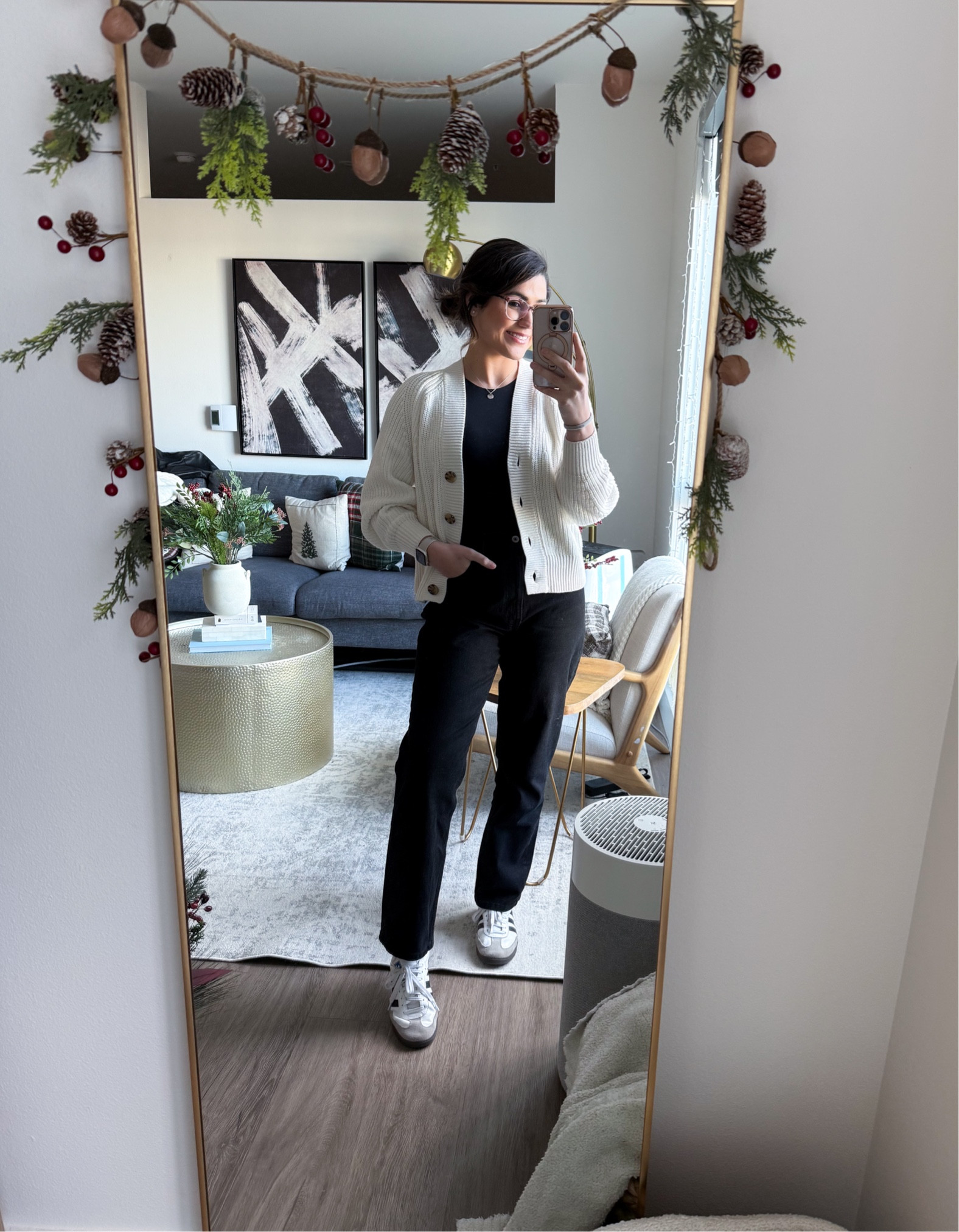 casual chic winter outfit | winter outfit ideas | cozy chic | casual style | denim | jeans | adidas

Bodysuit: S 
Jeans: 28S

#LTKStyleTip #LTKShoeCrush #LTKSeasonal