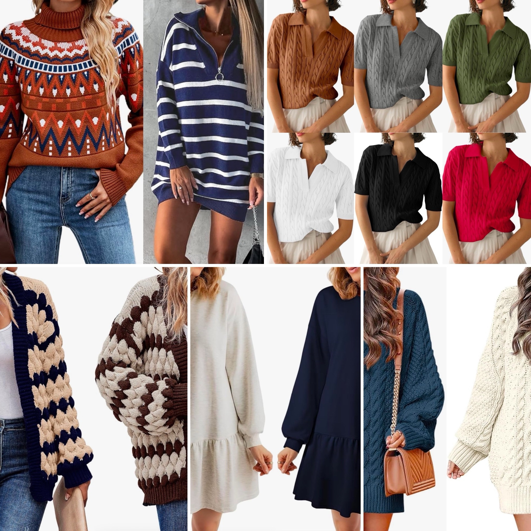 Saturday Amazon Shopping!

Sweaters, cable knit, chunky cardigan, chunky sweater, fair isle, sweatshirt dress, stripes, polo, knit sweaters, short sleeve sweater, turtleneck, cold weather style, fall style, winter style

#LTKMidsize #LTKFindsUnder50 #LTKSaleAlert