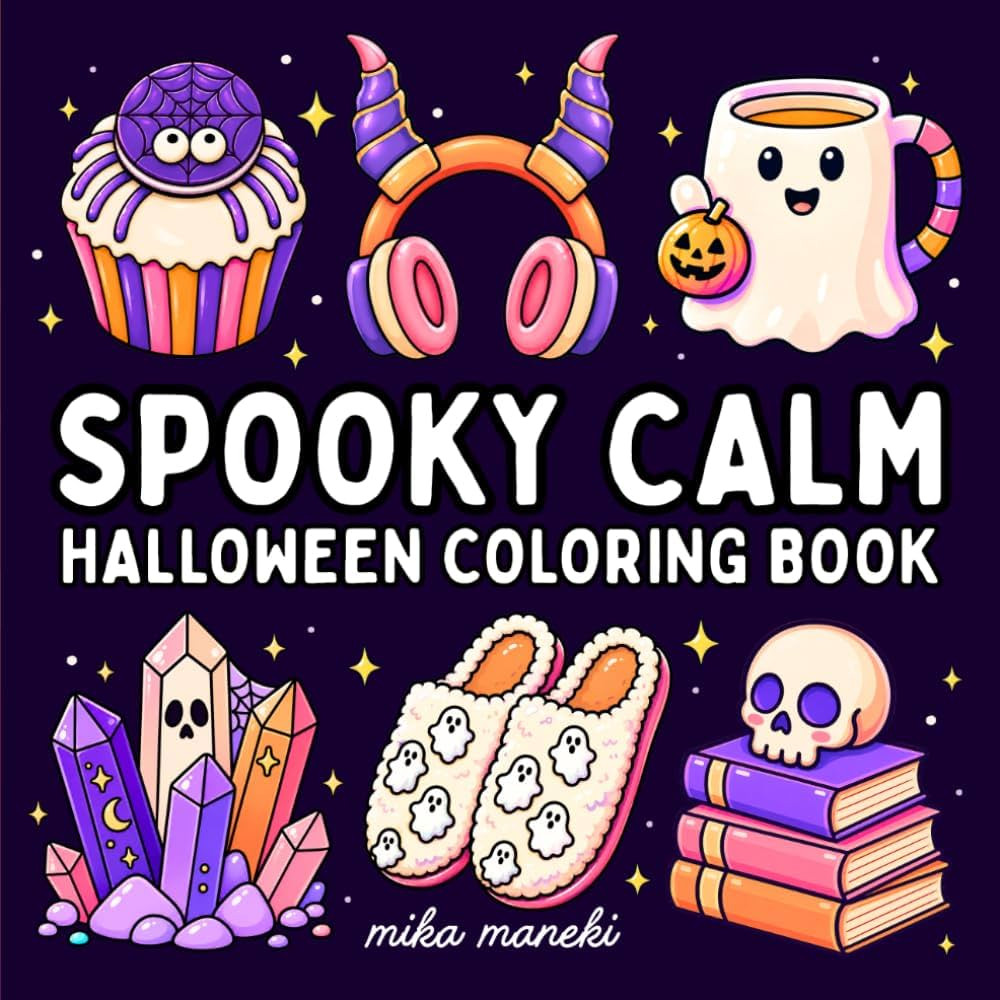 Spooky Calm Halloween Coloring Book: Cute and Creepy Illustrations for Adults, Teens and Kids | B... | Amazon (US)