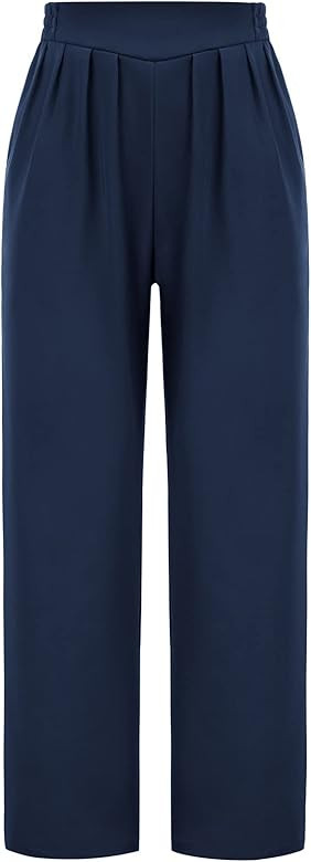 GRACE KARIN Women's Casual Work Cropped Pant Pocket Elastic High Waist Trouser Pants | Amazon (US)