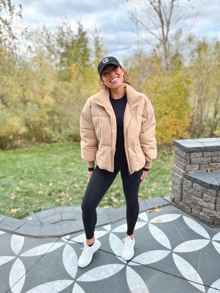 Casual puffer coat, leggings, white tennis shoes and hat outfit! 

#LTKSeasonal #LTKunder100