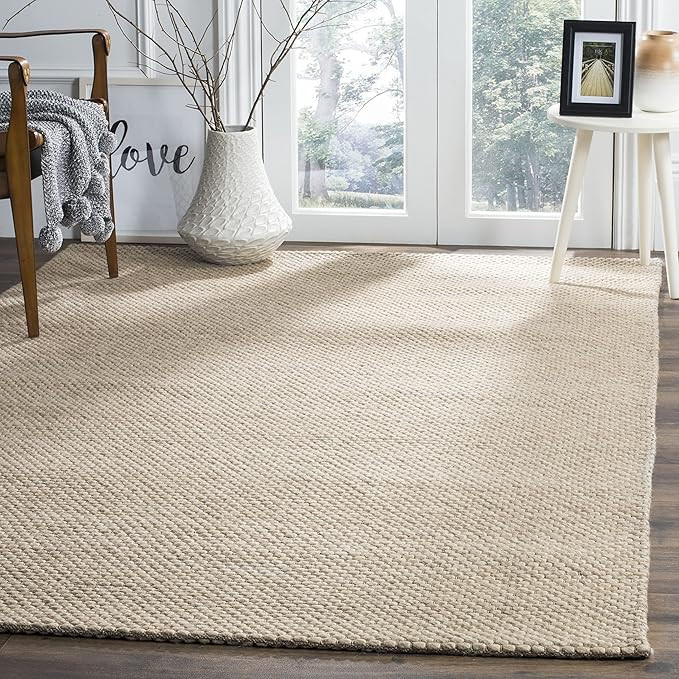 SAFAVIEH Natura Collection Area Rug - 9' x 12', Beige, Handmade Wool, Ideal for High Traffic Area... | Amazon (US)