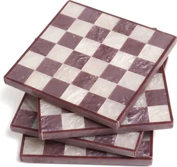 Tiramisu Set of 4 Checkered Resin Coasters | Nordstromrack | Nordstrom Rack