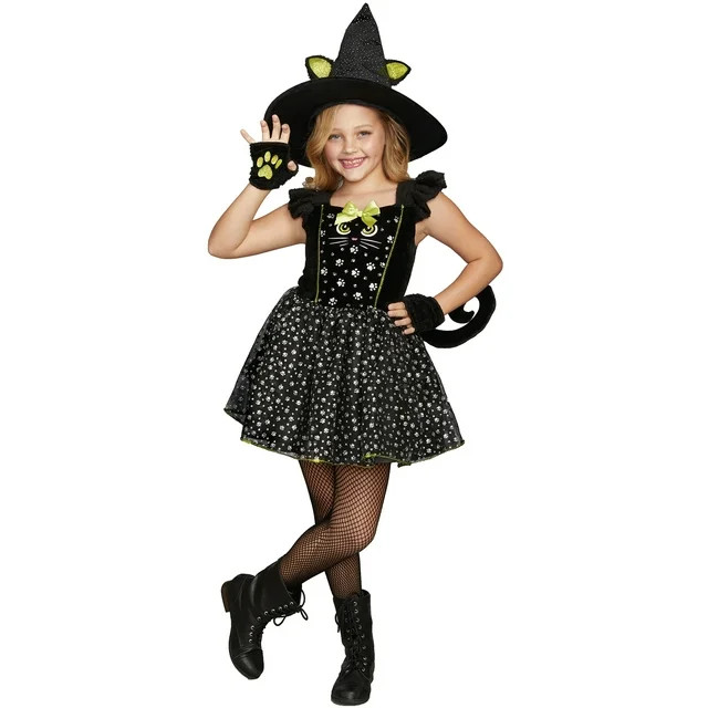 Halloween Witchy Kitty Big Girls Child Costume, Small, Way to Celebrate | Walmart (US)