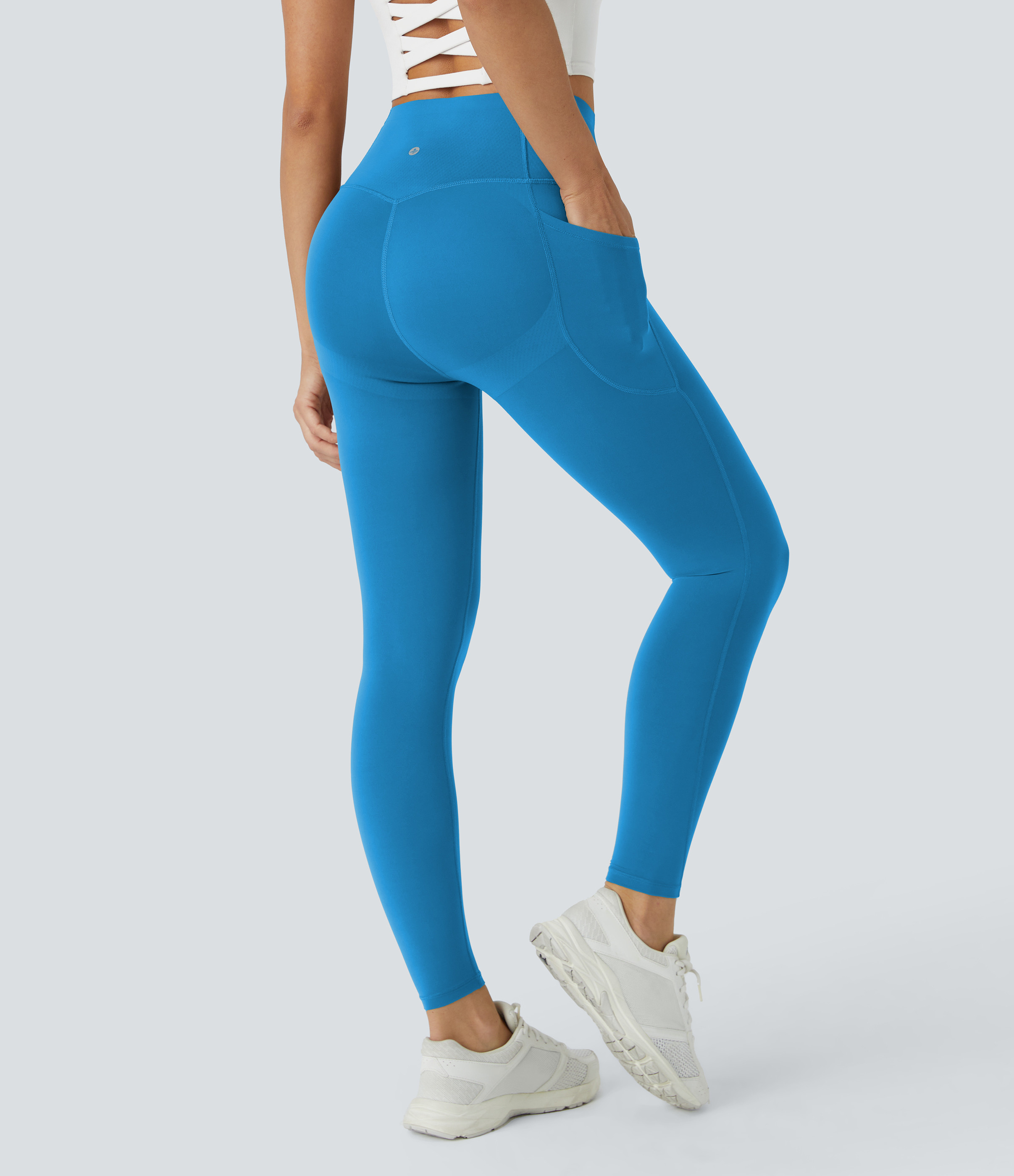 Halara Halara UltraSculpt™ SoCinched High Waisted Butt Lifting Tummy Control Pocket Shaping Workout Leggings - Vallarta Blue - M(7/8) | HALARA