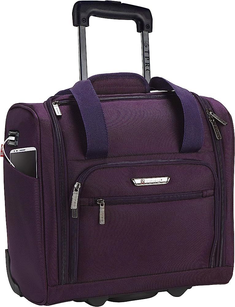 TPRC 15-Inch Smart Under Seat Carry-On Luggage with USB Charging Port, Telescoping Handles, Purpl... | Amazon (US)