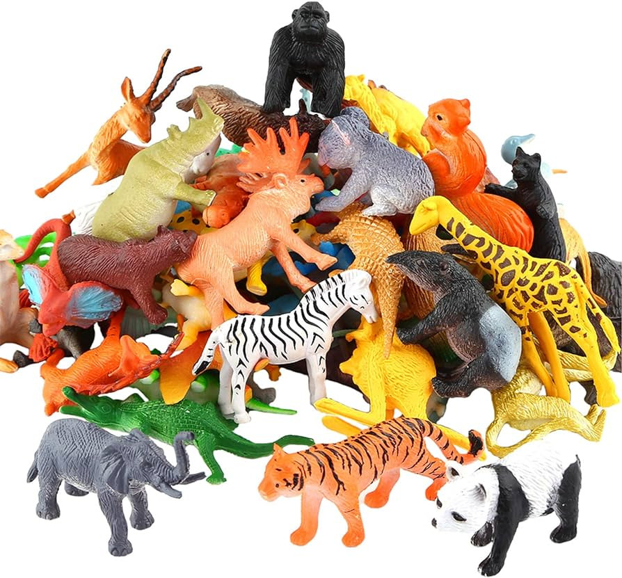 Animals Figure,54 Piece Mini Jungle Toys Set,ValeforToy Realistic Wild Vinyl Plastic Animal Learn... | Amazon (US)