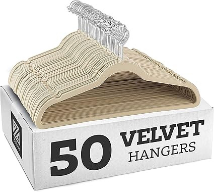 Zober Non-Slip Velvet Hangers - Suit Hangers (50-pack) Ultra Thin Space Saving 360 Degree Swivel ... | Amazon (US)