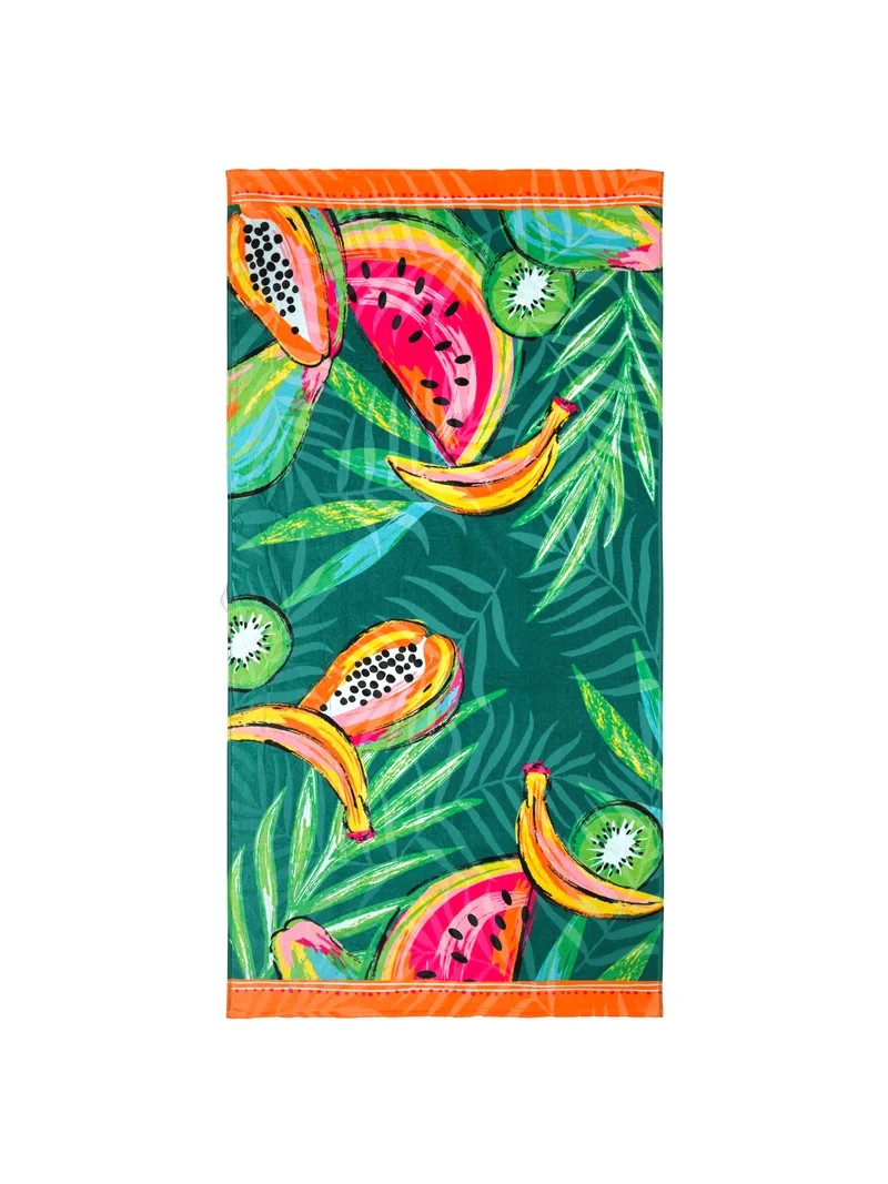 Better Homes & Gardens Cotton Blend Blend Beach Towel, 72 x 38 in, Fruit Reverse Print | Walmart (US)